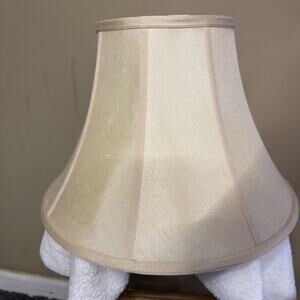 Lamp Shade Cream Fabric over Fabric 10” X 16” Ribbed Ivory Bell Vintage MCM